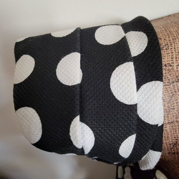 Vintage Y2K 80s 90s Black & White Polka Dot Off-Shoulder Dress with Rached Detai - Picture 9 of 16